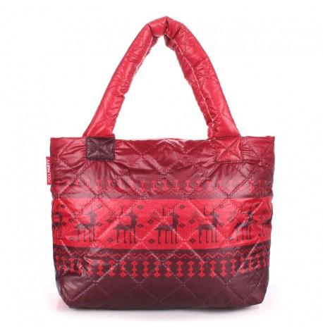Дута болоньєва жіноча сумка Poolparty з оленями (червона)