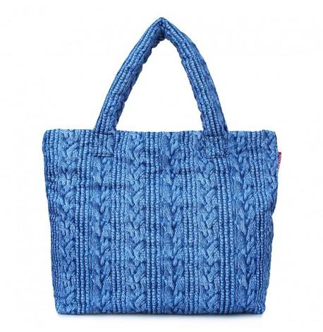 Дута болоньєва жіноча сумка Poolparty з в'язаним візерунком (помаранчева)