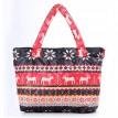 Дутая болоньевая женская сумка Poolparty с новогодним узором (красная)
