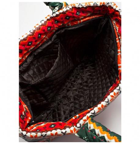 Дута болоньєва жіноча сумка Poolparty з новорічним візерунком (помаранчева)