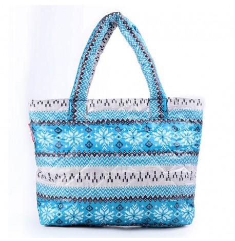 Дута болоньєва жіноча сумка Poolparty з зимовим візерунком (блакитна)