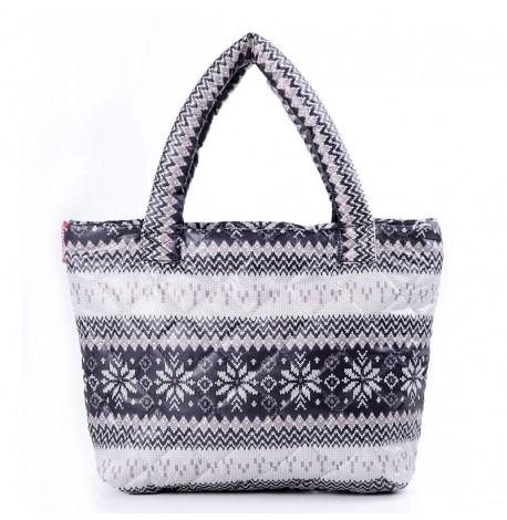 Дута болоньєва жіноча сумка Poolparty з зимовим візерунком (сіра)