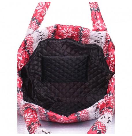 Дута болоньєва жіноча сумка Poolparty V із зимовим візерунком (червона)