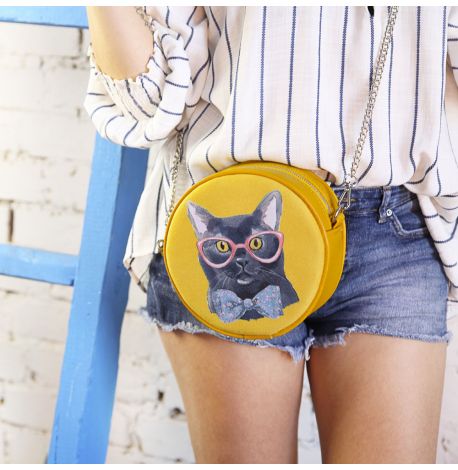 Сумка кругла Tablet "Кіт у окулярах"