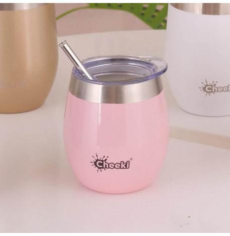 Термостакан зі сталевою трубочкою Cheeki Wine Tumbler Pink Champagne (220 мл)