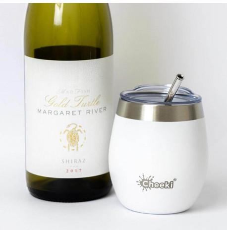 Термостакан со стальной трубочкой Cheeki Wine Tumbler Spirit White (220 мл)