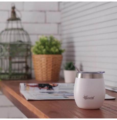 Термостакан со стальной трубочкой Cheeki Wine Tumbler Spirit White (220 мл)